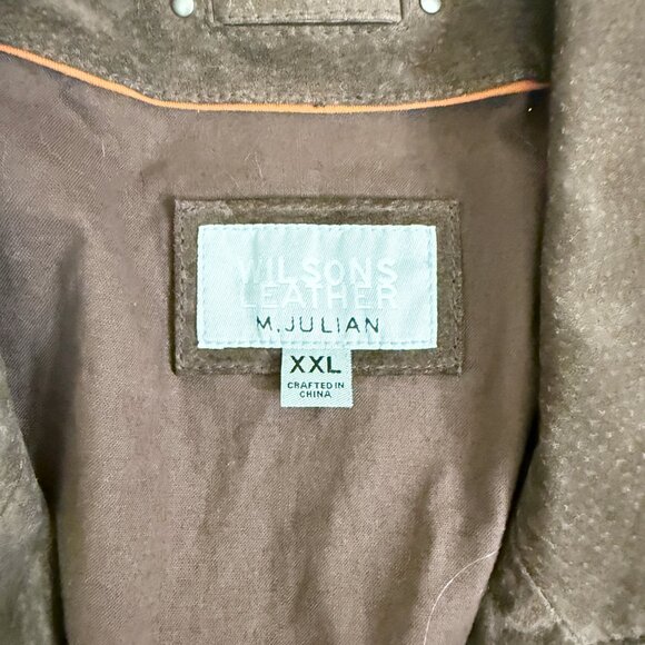 Wilsons Leather M. Julian Brown Suede Military Inspired Jacket Sz XXL Button Up - Picture 6 of 8